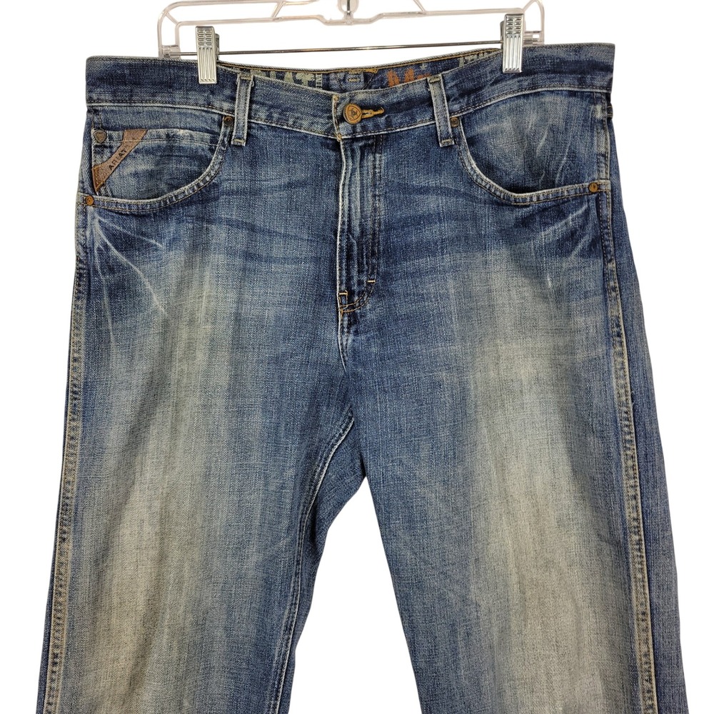 Ariat M3 Athletic Straight Leg Jeans Mens 34x34 Blue Denim Distressed